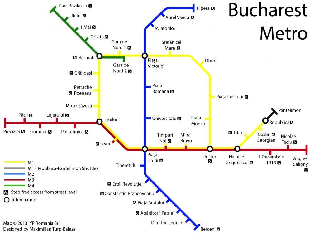 แผนที่ของบูคาเรสต์ขนส่งสาธารณะ 