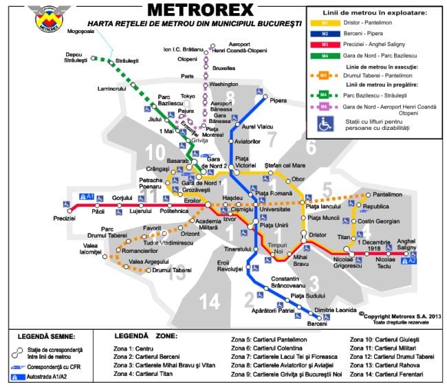 บูคาเรสต์แผนที่รถไฟใต้ดิน