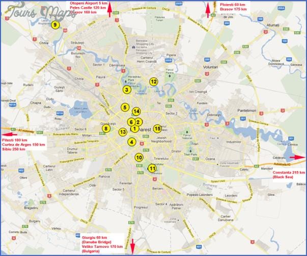 แผนที่ของบูคาเรสต์ attractions 