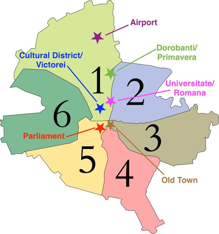แผนที่ของบูคาเรสต์ sectors 