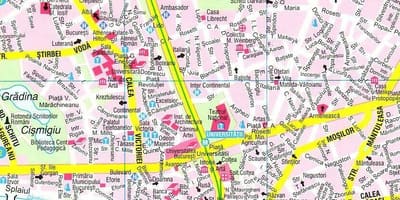 แผนที่ของบูคาเรสต์ศูนย์กลางเมือง