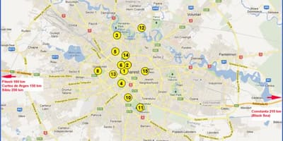 แผนที่ของบูคาเรสต์ attractions 